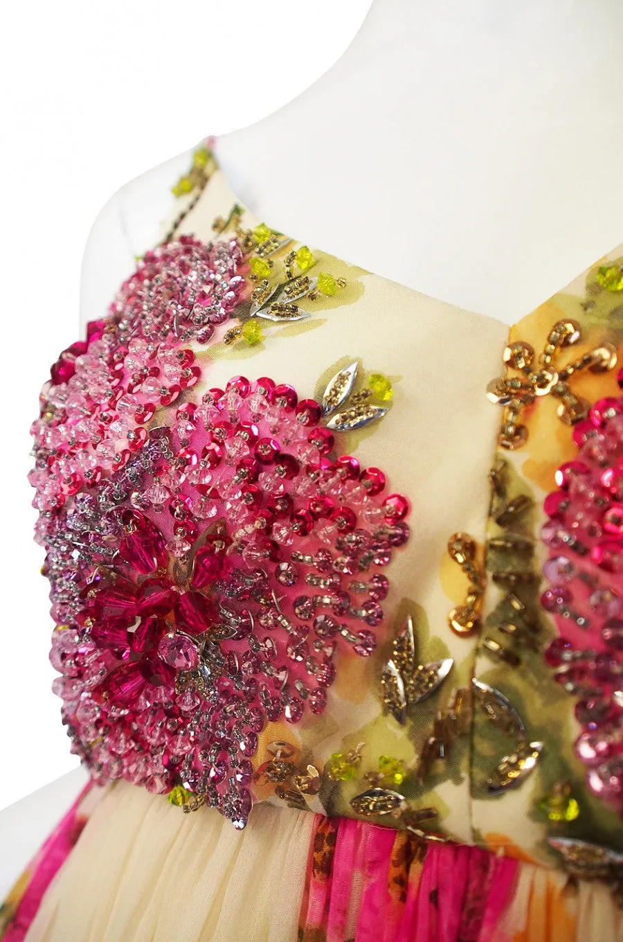 1960s Silk Chiffon Beaded Malcolm Starr