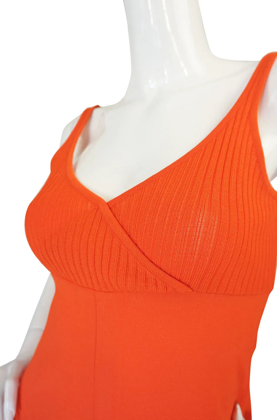 1970s Lanvin Knit Tangerine Halter Dress
