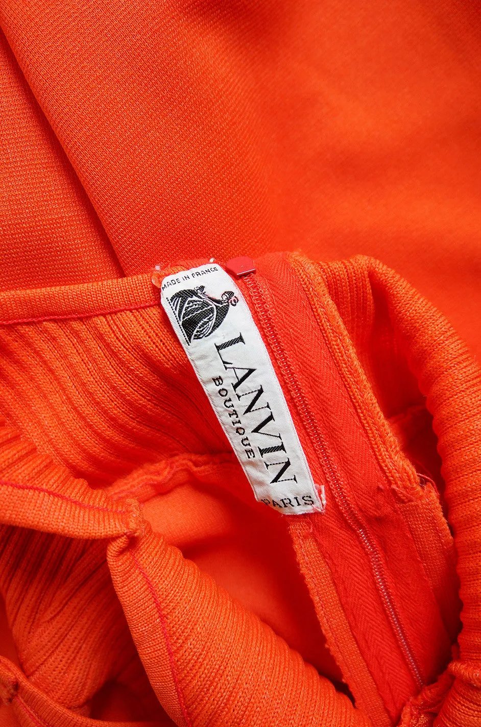 1970s Lanvin Knit Tangerine Halter Dress