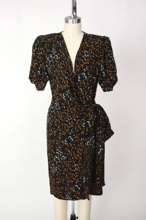 1980s Saint Laurent Rive Gauche Silk Wrap Dress
