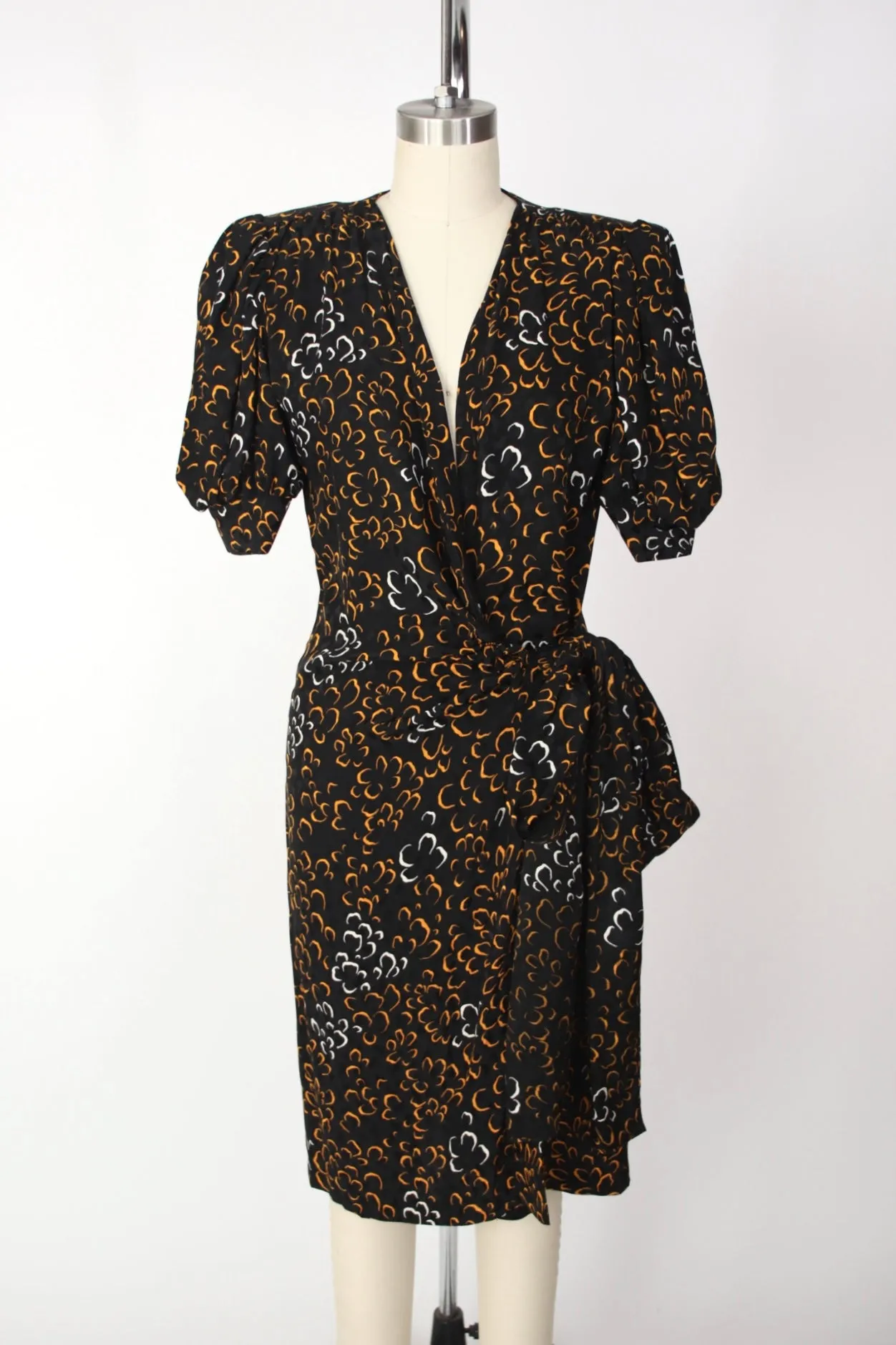 1980s Saint Laurent Rive Gauche Silk Wrap Dress