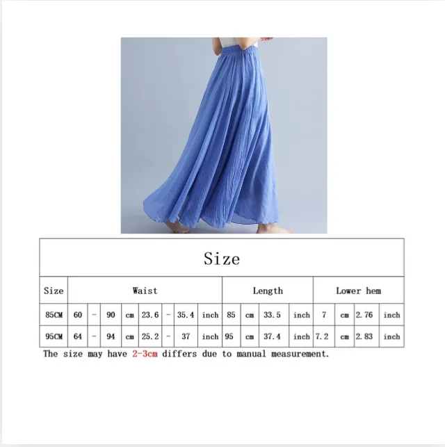 28-Color Literary Cotton Linen skirt Elastic Waist A-line Skirt Solid Color Timeless, Classic Style Women Long Skirts