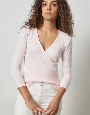 3/4 Sleeve Surplice Top