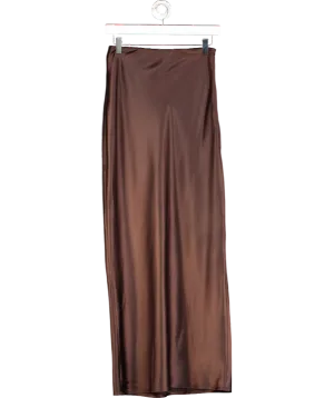 4th & Reckless Brown Dara Satin Maxi Skirt UK 6