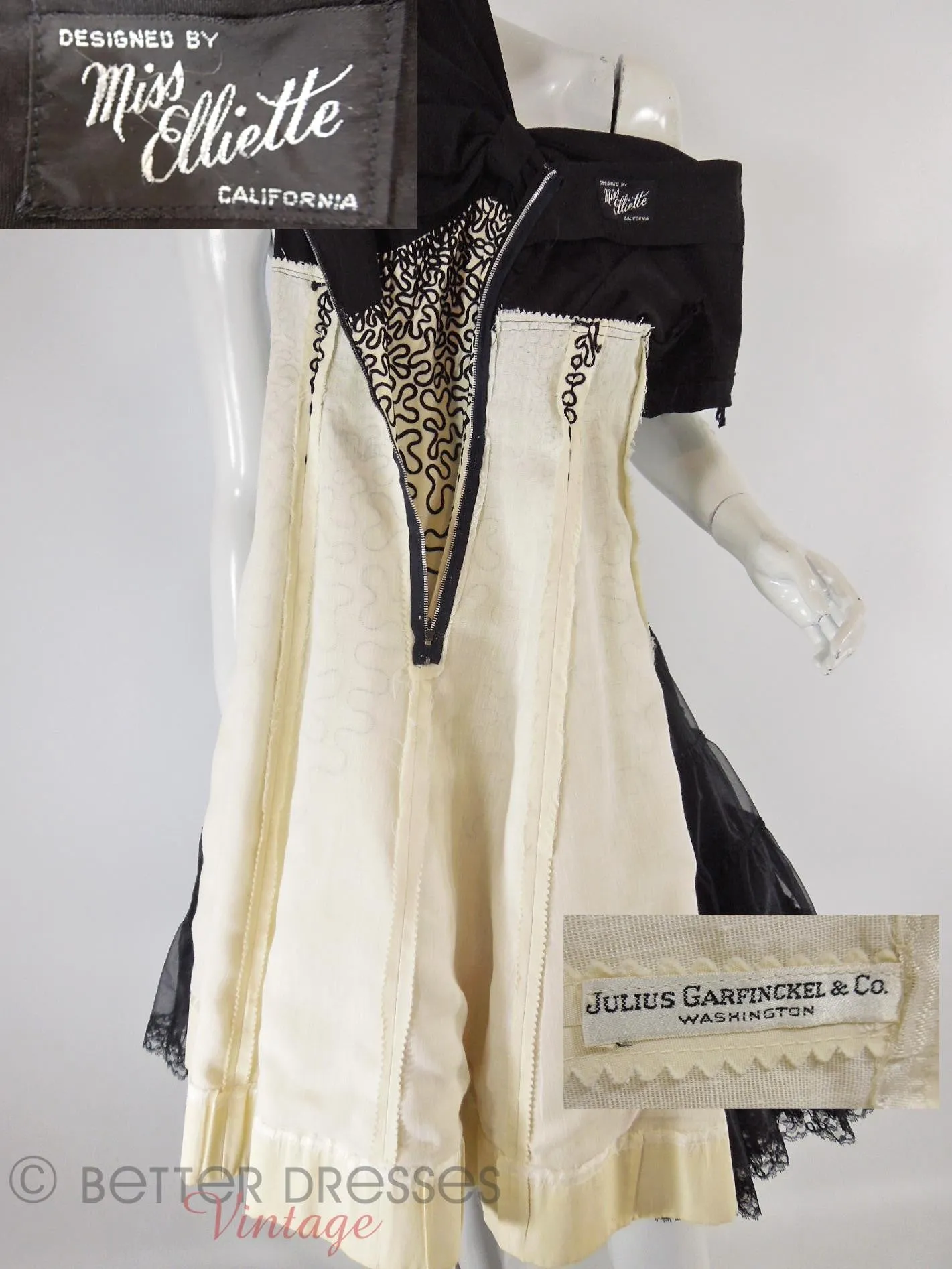 50s Black and Cream Party Dress