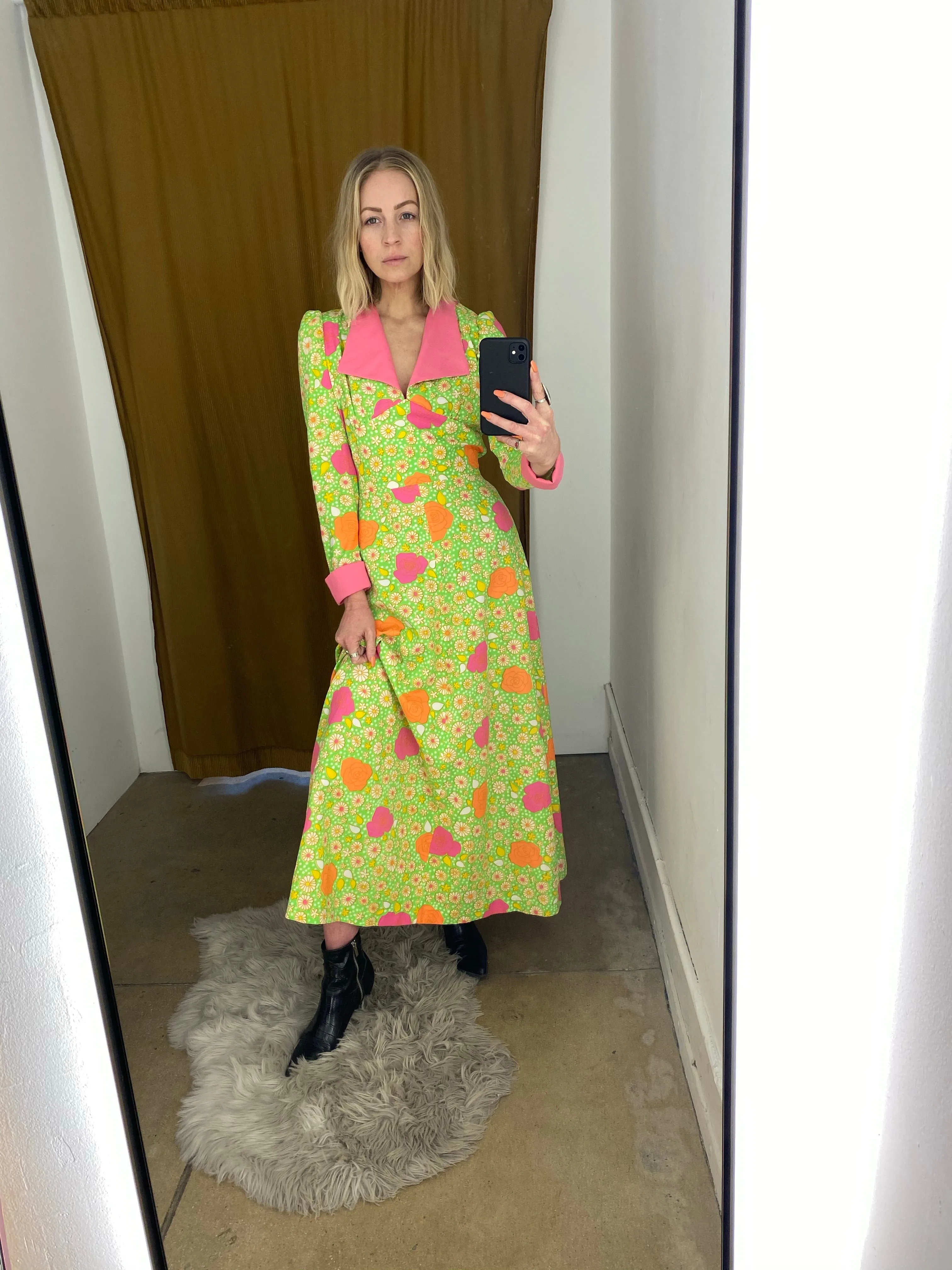 70's NEON FLORAL MAXI / MEDIUM