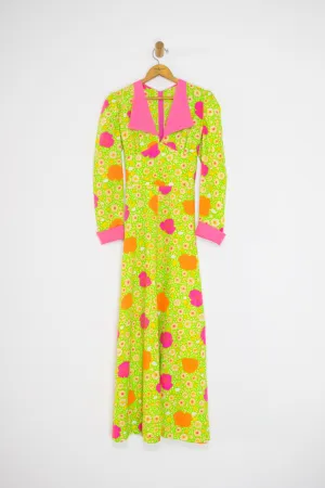 70's NEON FLORAL MAXI / MEDIUM