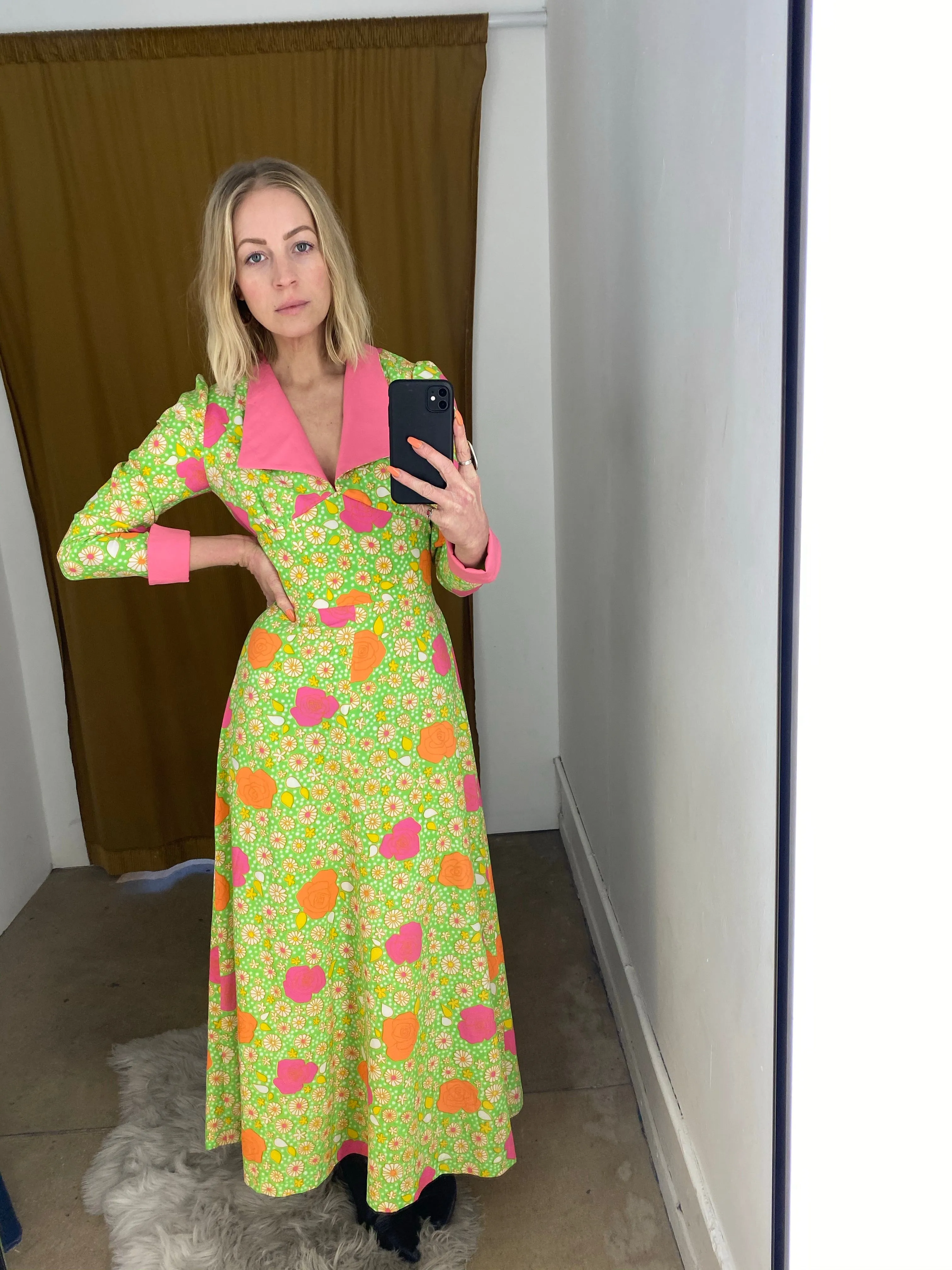 70's NEON FLORAL MAXI / MEDIUM