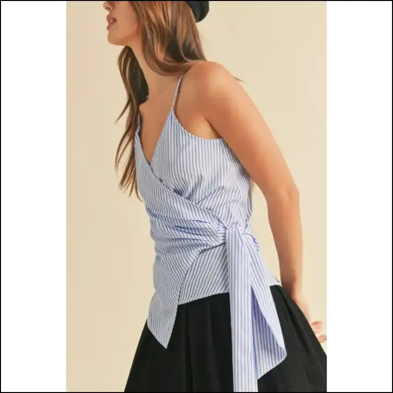 Aemi   Co Side Knotted Surplice Striped Cami
