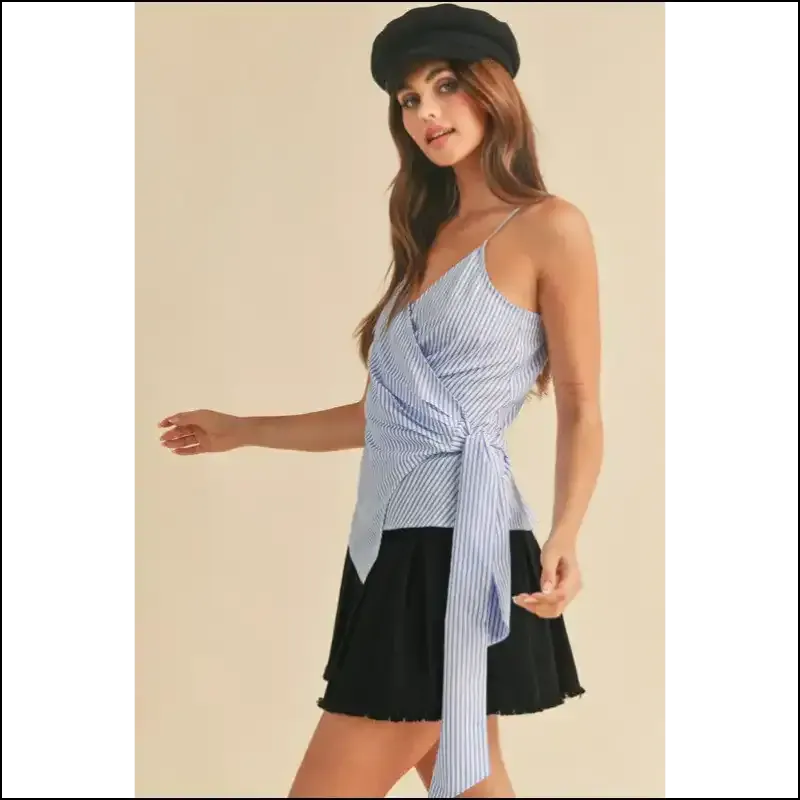 Aemi   Co Side Knotted Surplice Striped Cami