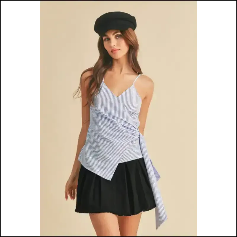 Aemi   Co Side Knotted Surplice Striped Cami