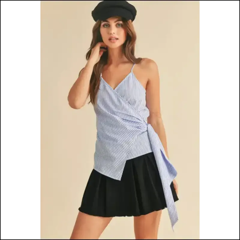 Aemi   Co Side Knotted Surplice Striped Cami