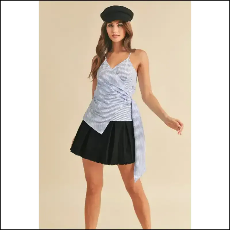 Aemi   Co Side Knotted Surplice Striped Cami