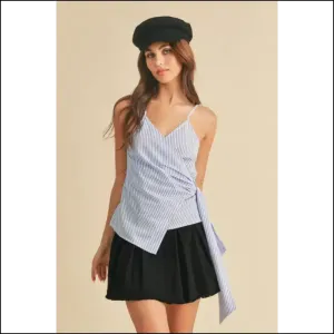 Aemi   Co Side Knotted Surplice Striped Cami
