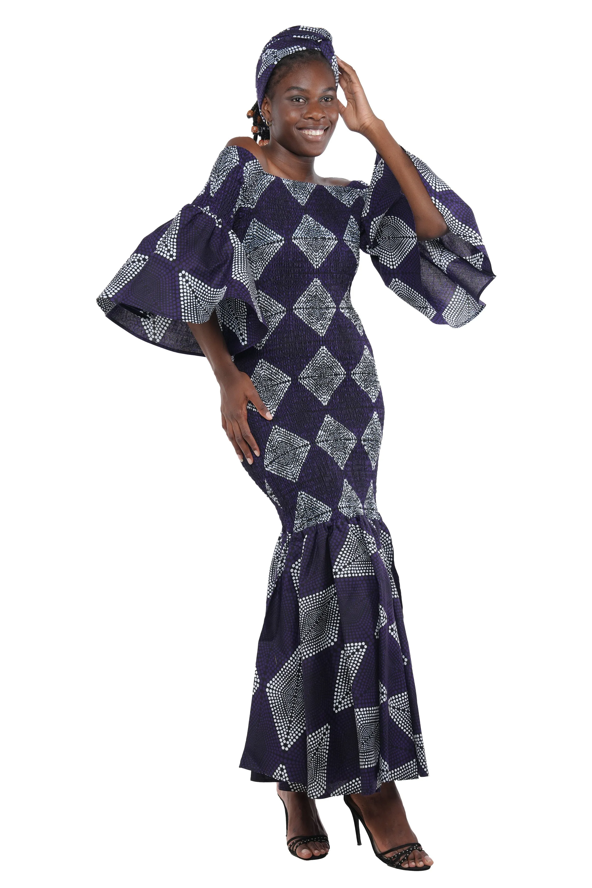African Long Smoked Mermaid/Fish Tail Dress