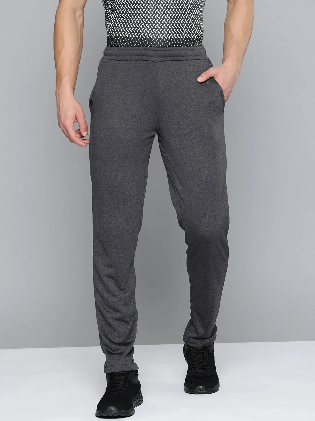 Alcis Men Charcoal Grey Solid Track Pants
