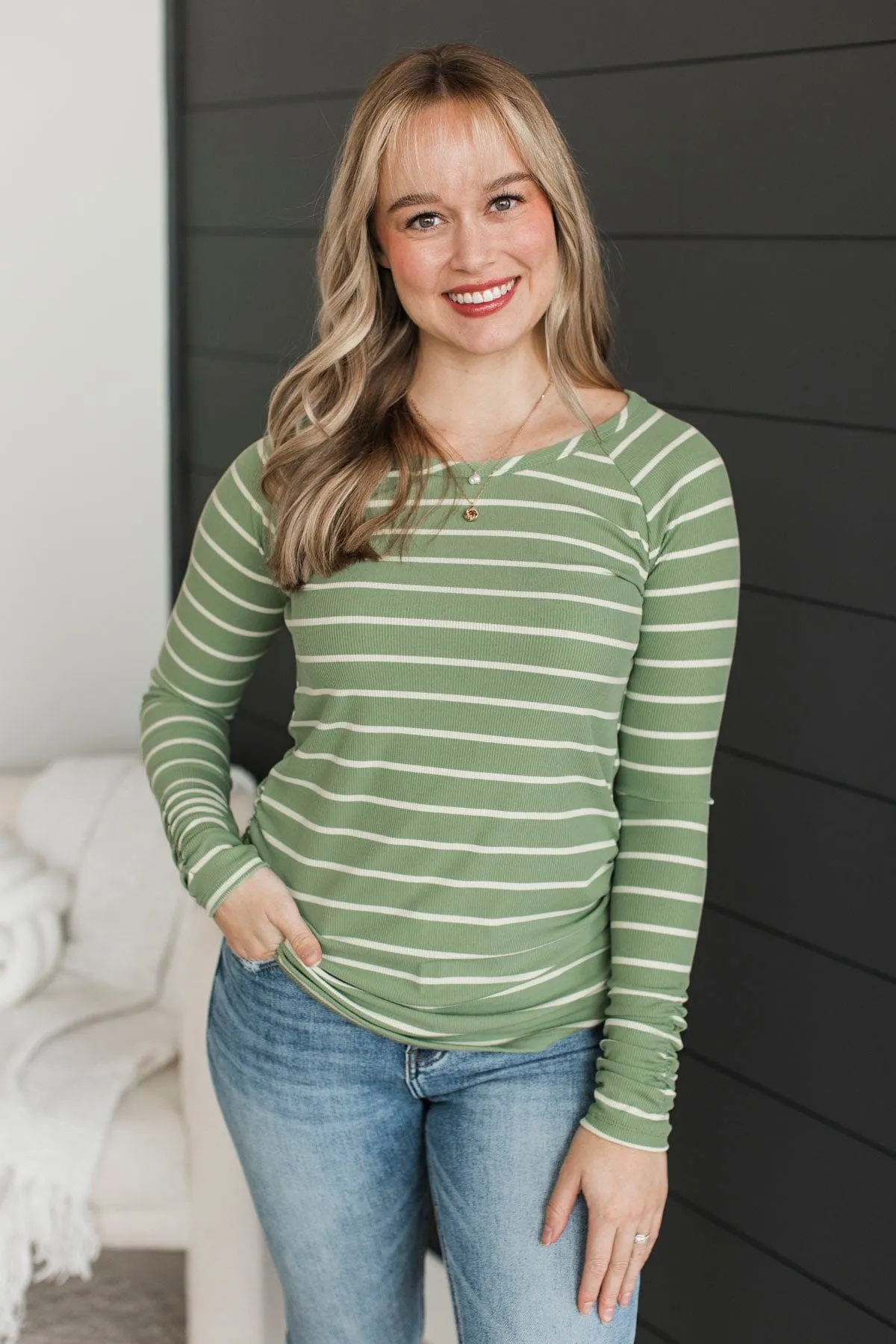 All That Really Matters Ruched Top- Green