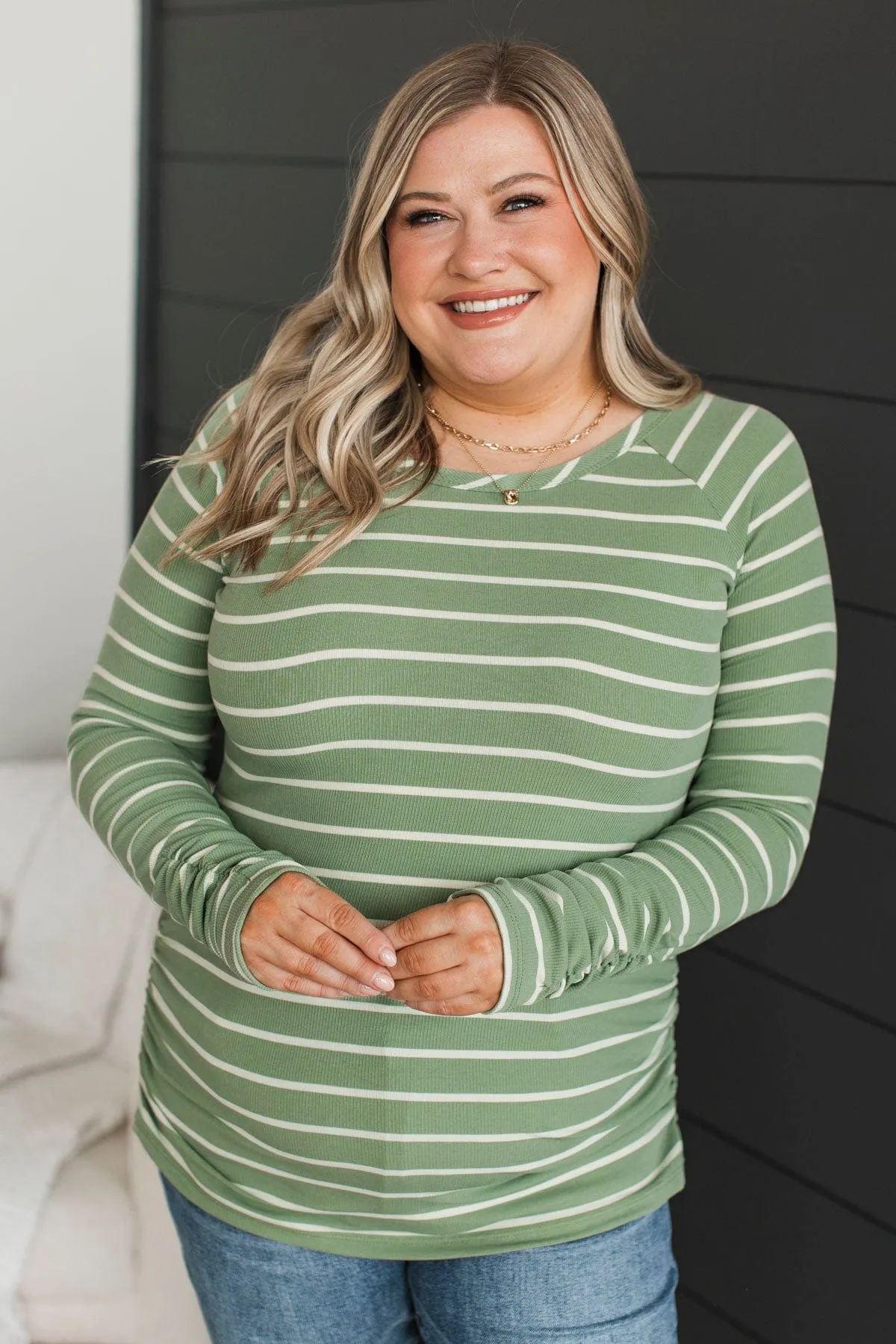 All That Really Matters Ruched Top- Green