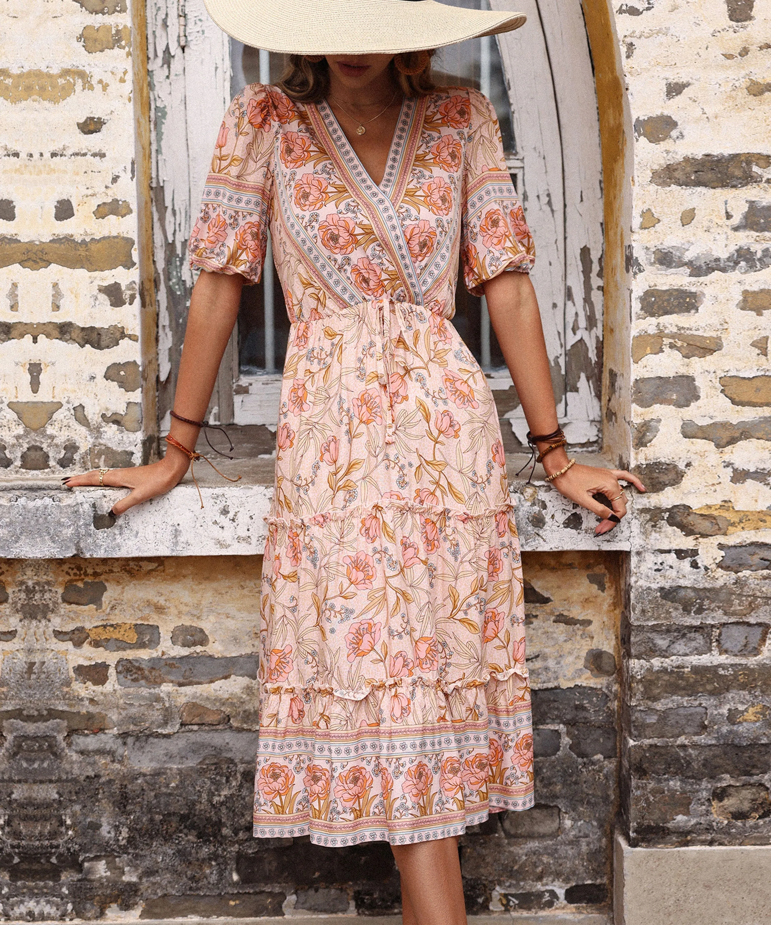 Alyanna Rose Print Dress - Pink