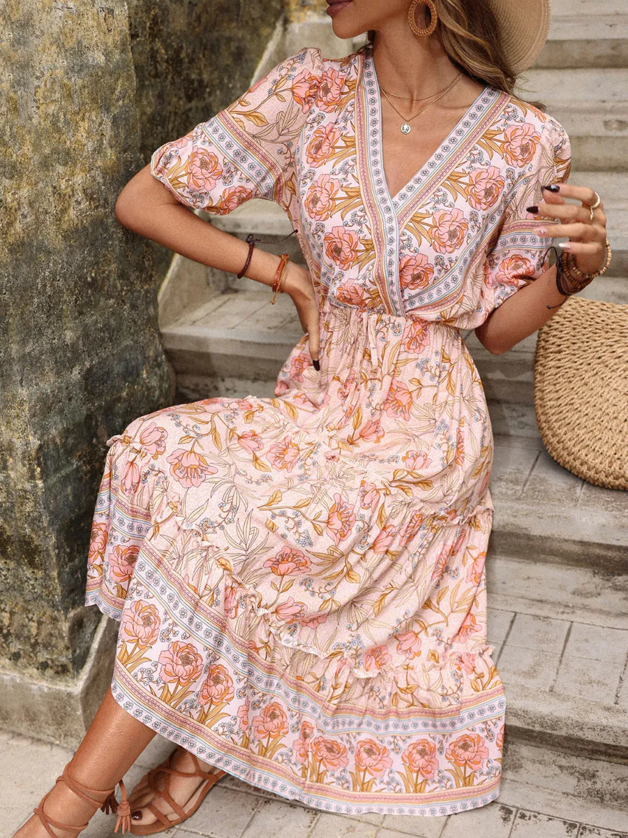 Alyanna Rose Print Dress - Pink