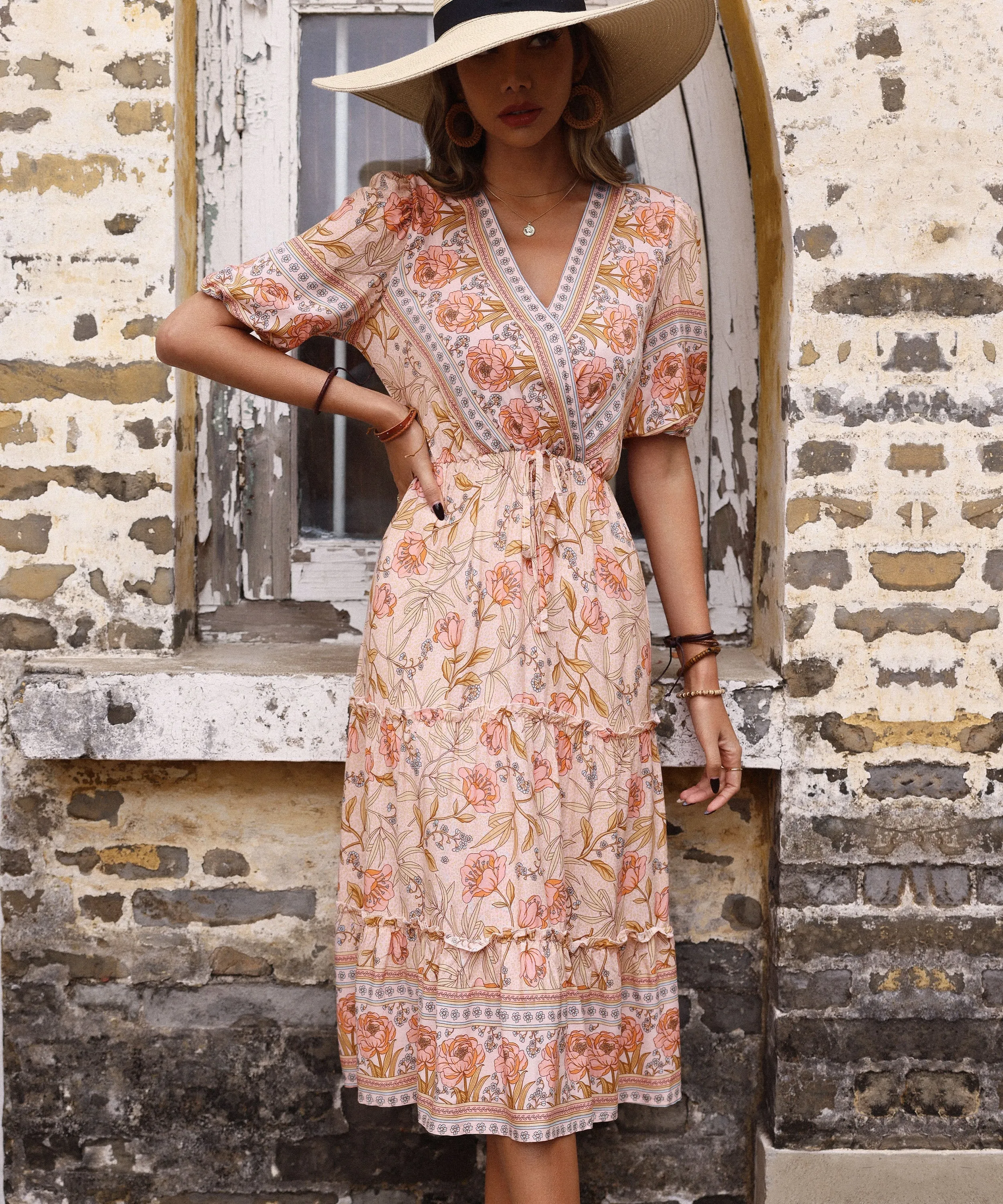 Alyanna Rose Print Dress - Pink
