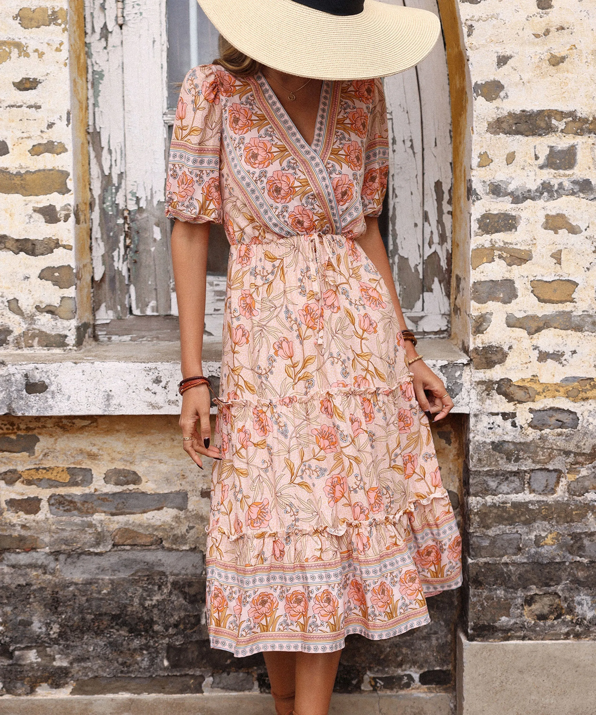 Alyanna Rose Print Dress - Pink