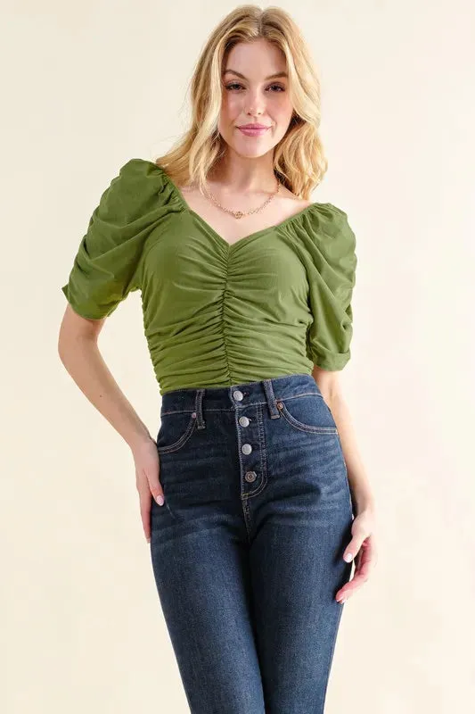 And The Why Buttery Soft Ruched Detailed Jersey Bodysuit