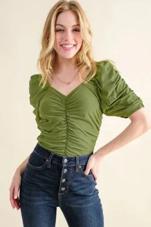 And The Why Buttery Soft Ruched Detailed Jersey Bodysuit