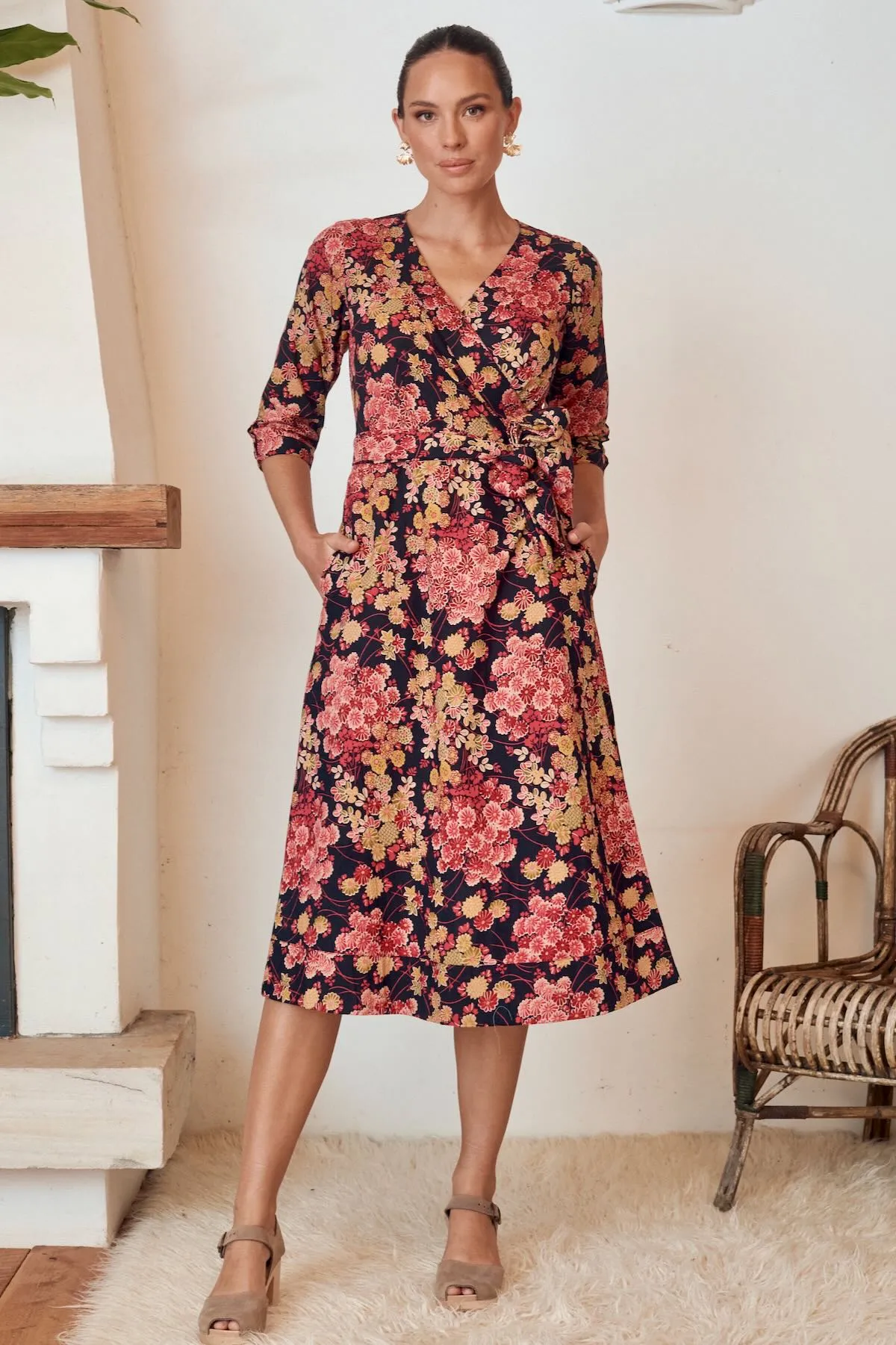 Angelica Wrap Dress - Autumn Blossom