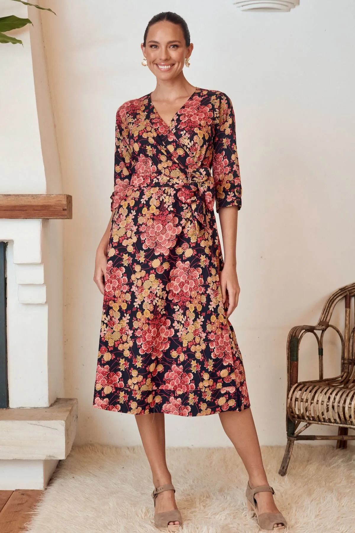 Angelica Wrap Dress - Autumn Blossom