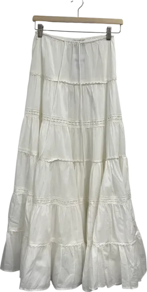 ASOS White Tiered Western Full Maxi Skirt In Ivory UK 6