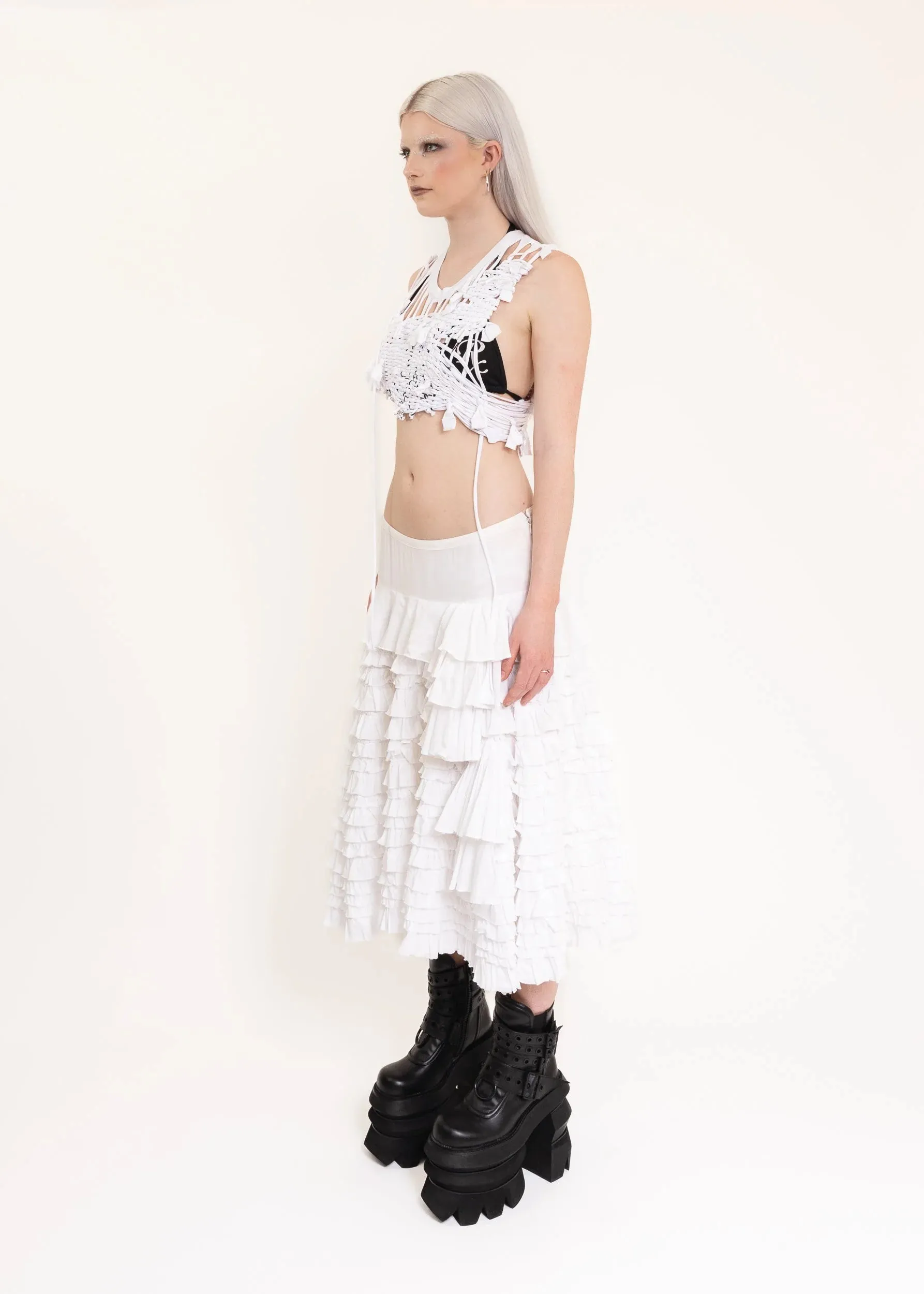Asymmetric ruffle skirt