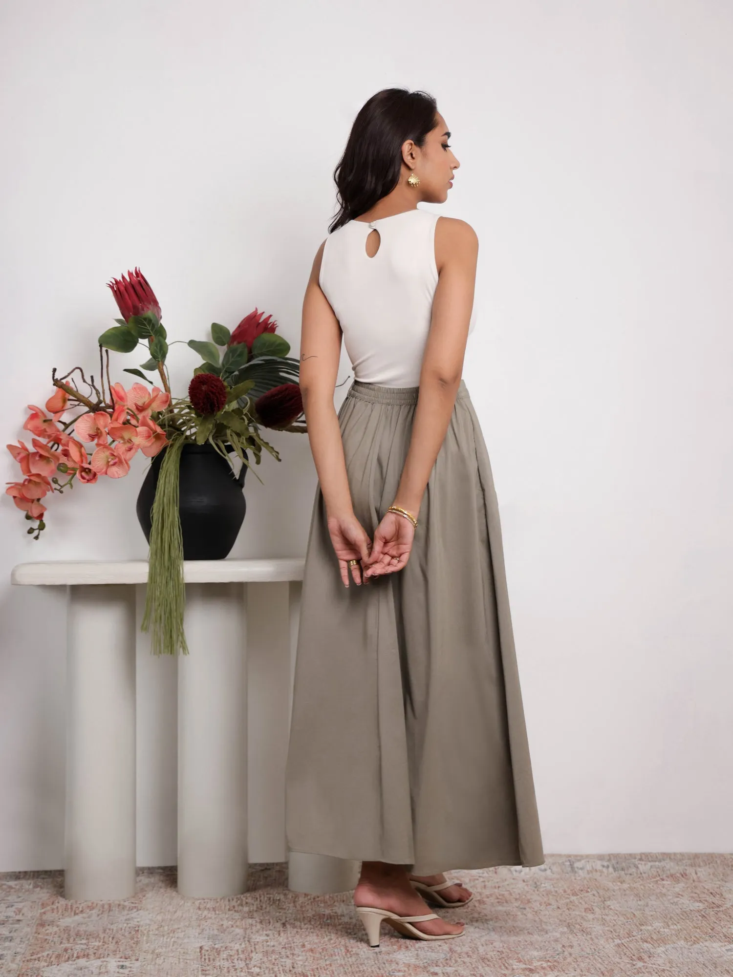 Back Elasticated Maxi Skirt
