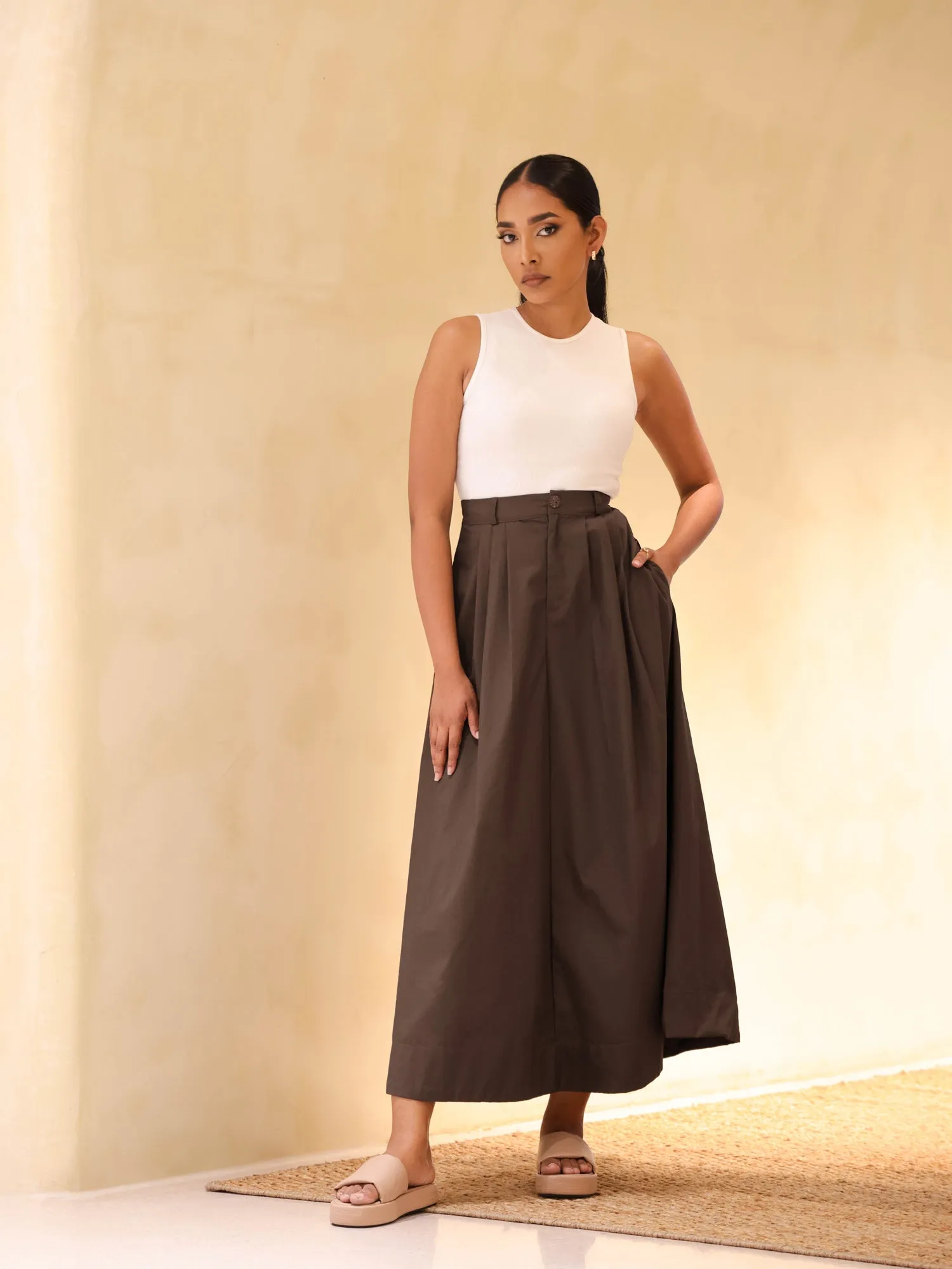 Back elasticated maxi skirt