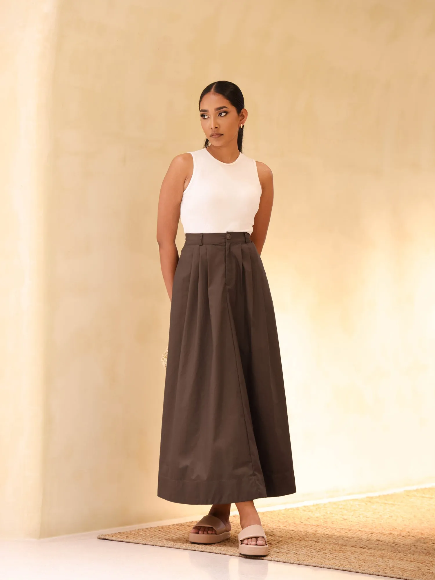 Back elasticated maxi skirt