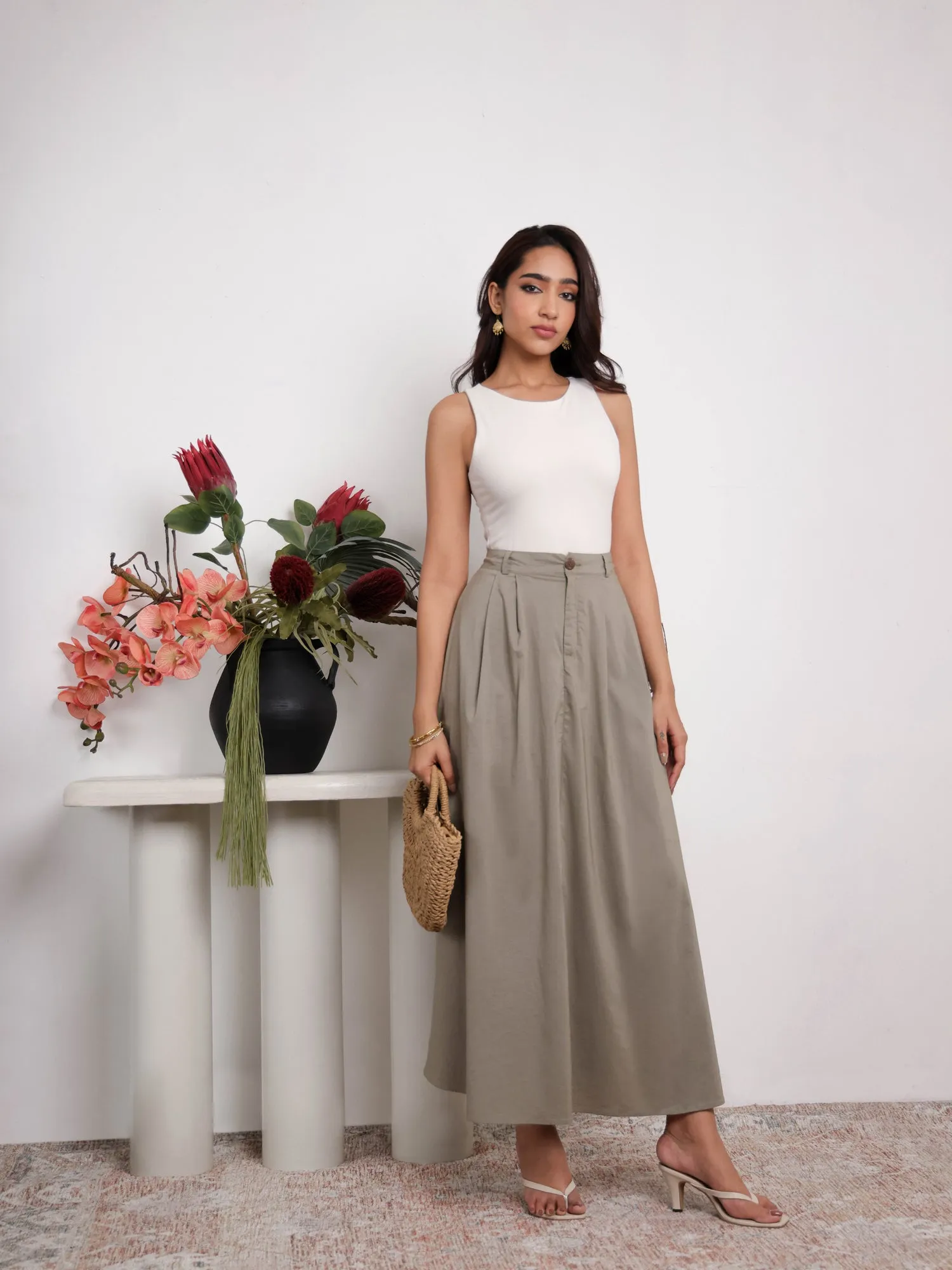 Back Elasticated Maxi Skirt