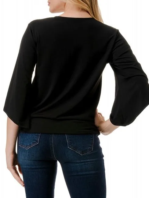 Banded Surplice Top - Black