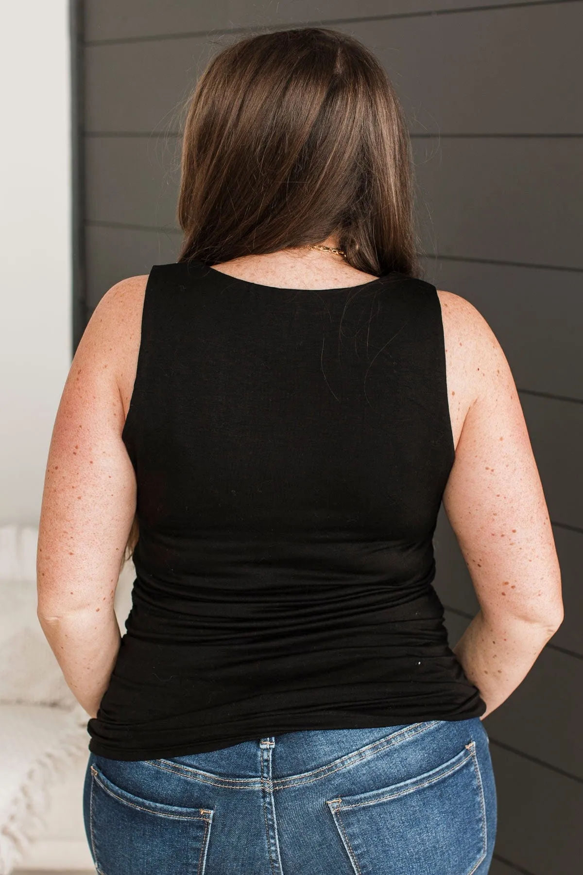 Behold My Love Ruched Tank Top- Black