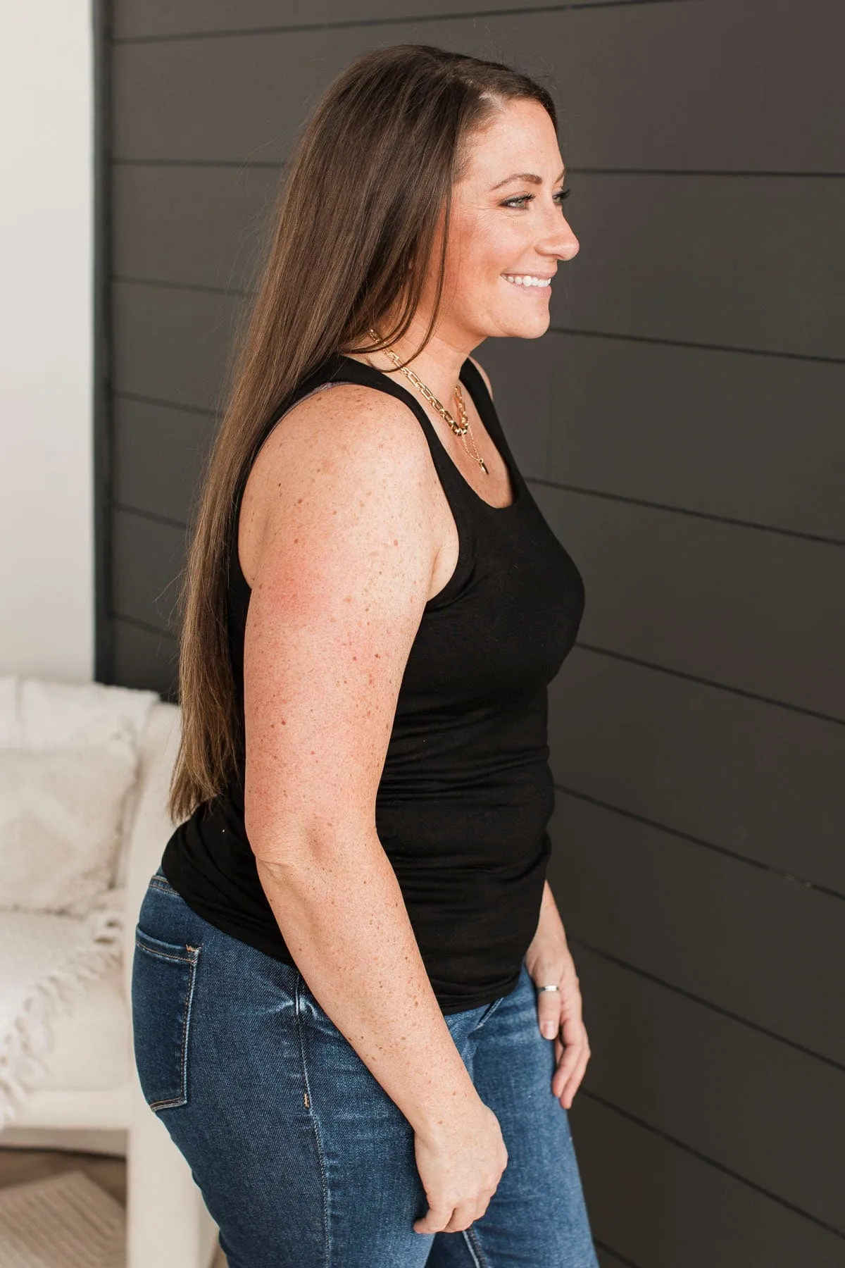 Behold My Love Ruched Tank Top- Black