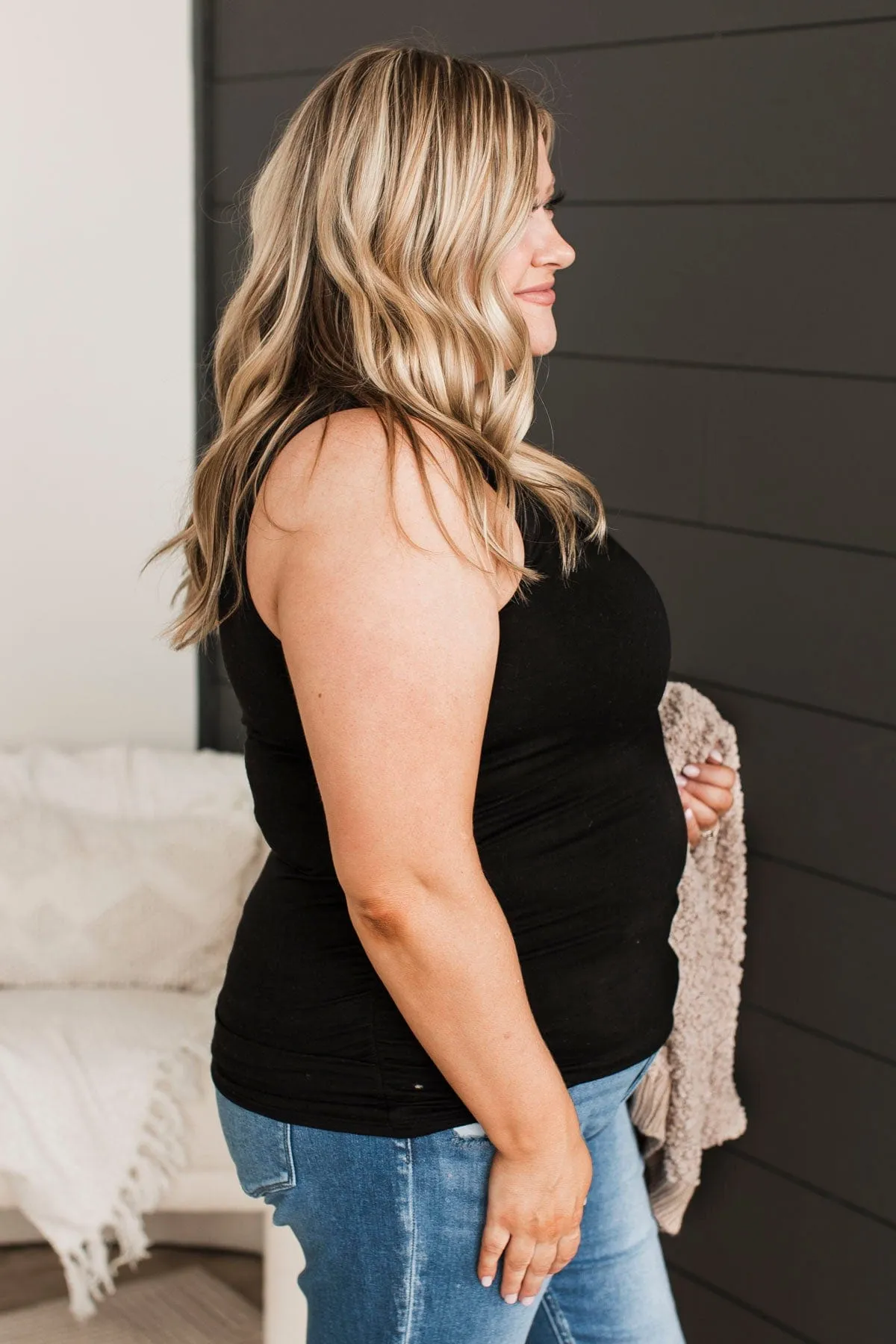 Behold My Love Ruched Tank Top- Black