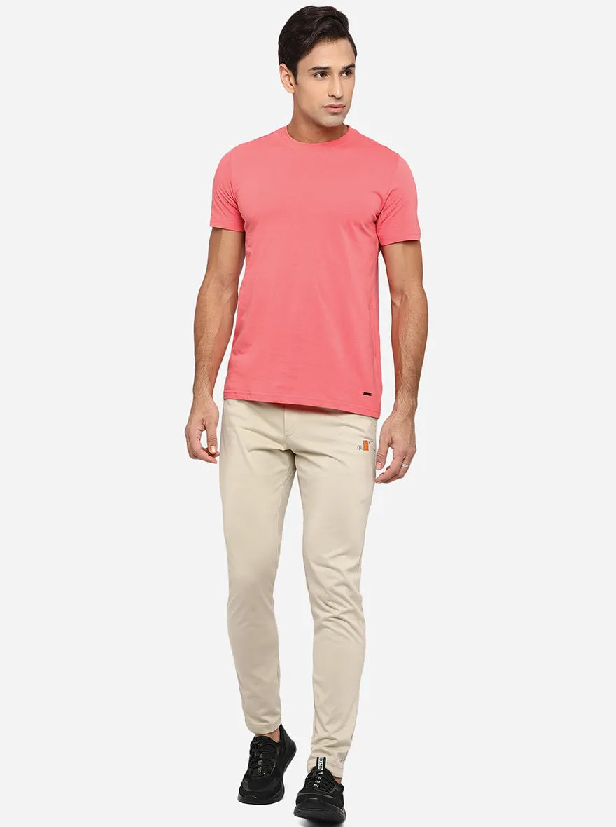 Beige Solid Regular Fit Track Pants | JadeBlue