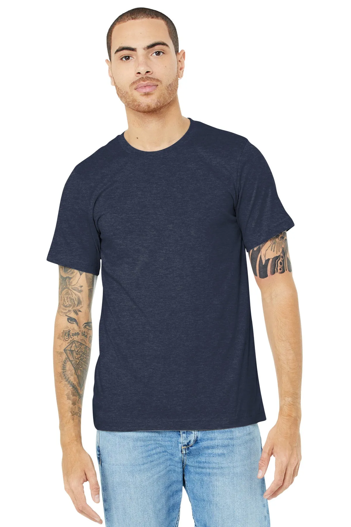 BELLA CANVAS  Unisex Heather CVC Short Sleeve Tee. BC3001CVC Heather Midnight Navy