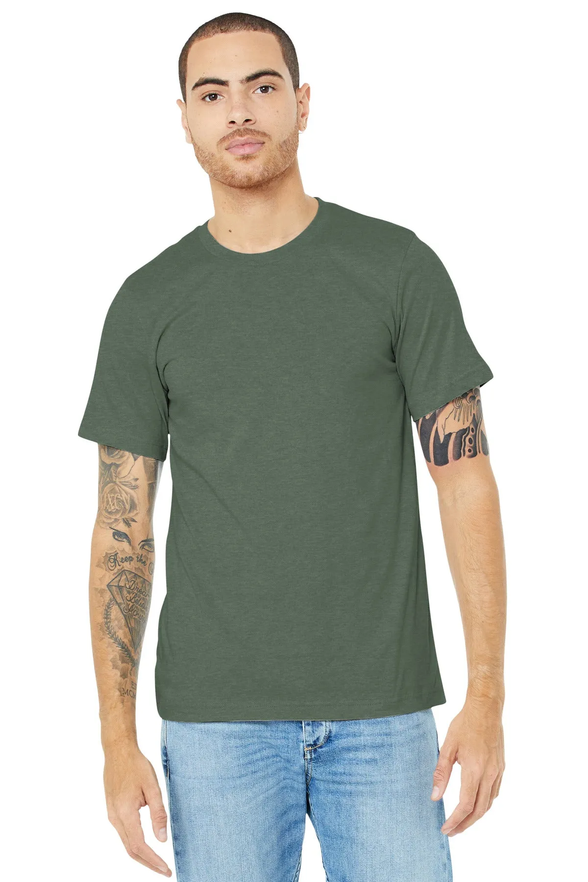 BELLA CANVAS  Unisex Heather CVC Short Sleeve Tee. BC3001CVC Heather Military Green