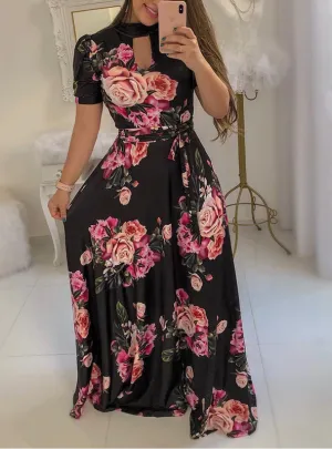 BerryBetty - Fashion Flroal Print Big Swing Maxi Long Dress