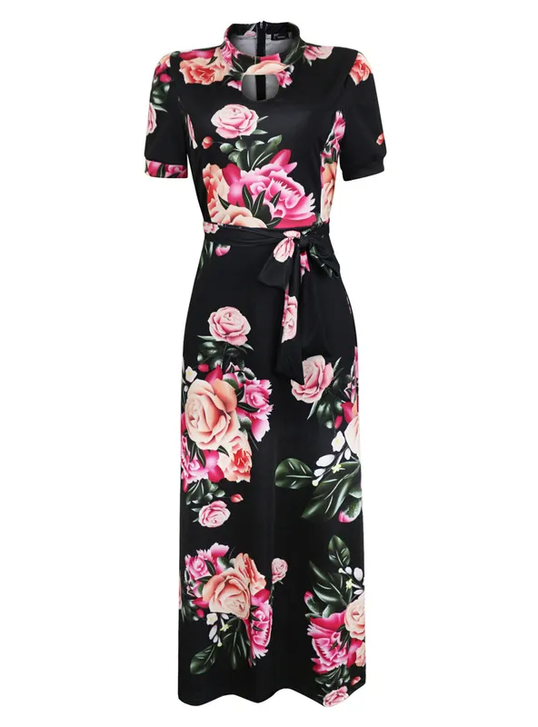 BerryBetty - Fashion Flroal Print Big Swing Maxi Long Dress