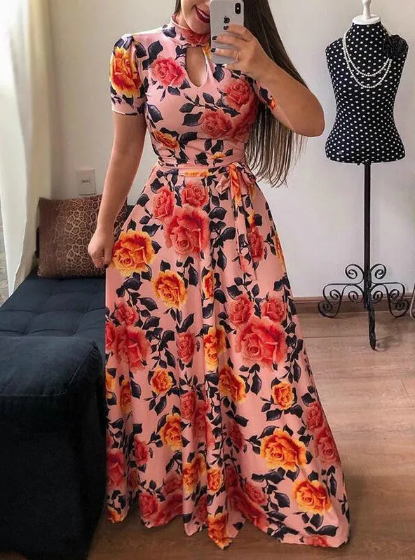 BerryBetty - Fashion Flroal Print Big Swing Maxi Long Dress