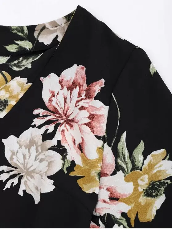 BerryBetty - Fashion Mini Floral Wrap Dress