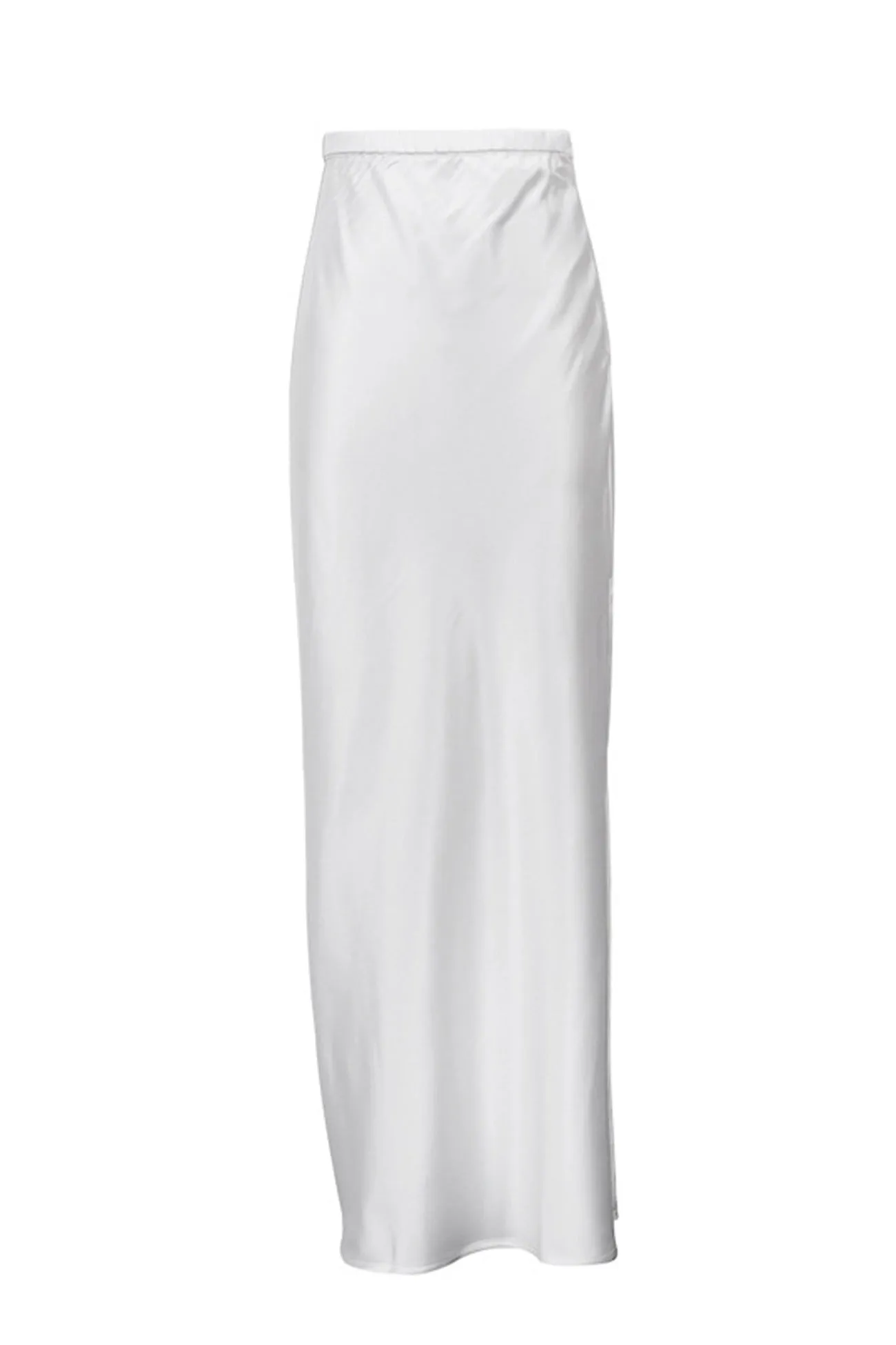 BerryBetty - White Side Slit High Waist Maxi Skirt