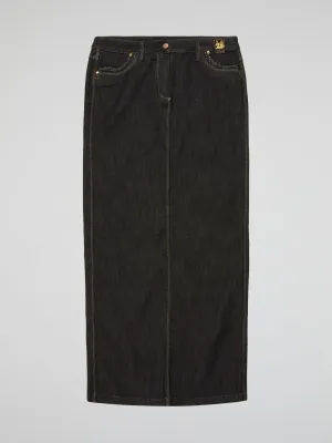Black Denim Maxi Skirt