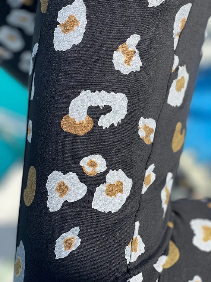 Black Leopard Drop Crotch Jogger
